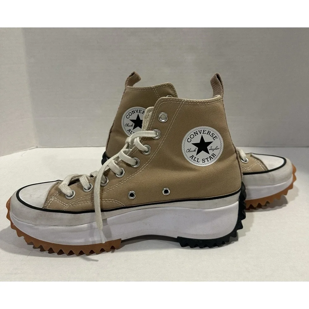 Converse Run Star Hike High Tops Chuck Taylor All Star Platform Shoes Tan 7.5